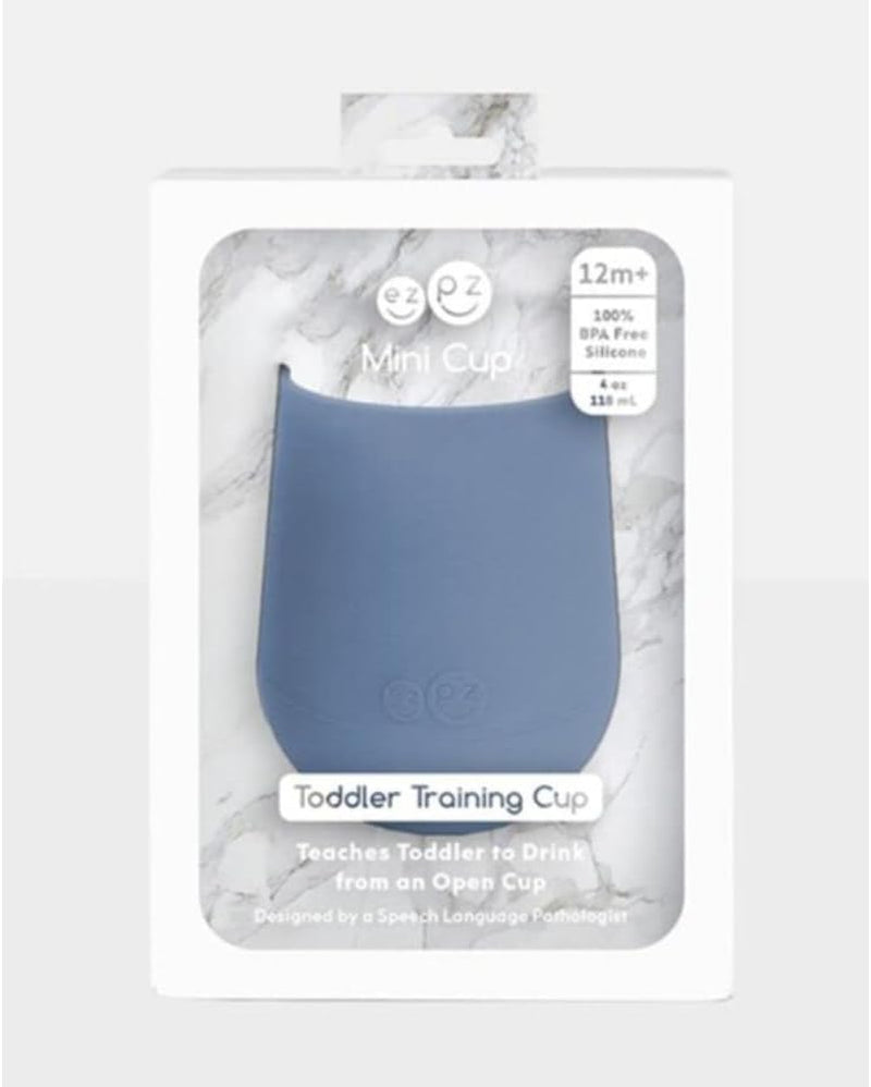 ezpz Mini Cup - 100% Silicone Training Cup for Toddlers (Indigo)