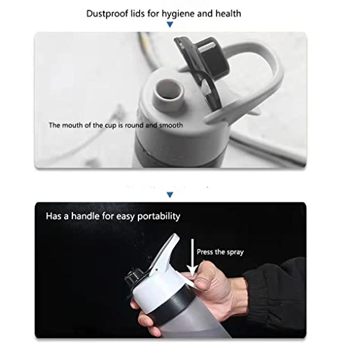 KASTWAVE Mist Spray Water Bottle, 650ml Sports Water Bottle Reusable Fitness Water Jug Multifunctional Spray Water Cup with Mist Hydration (Black)