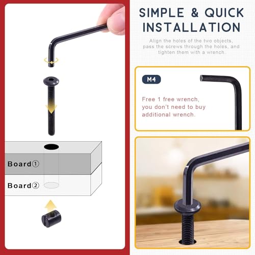 JOEJNCED 141Pcs Crib Hardware Screws, M6 Black Socket Cap Screws Bolts Bucket Nuts Hardware Assortment Set For Furniture Crib Bolts Nuts Screws Chairs Table Cabinets