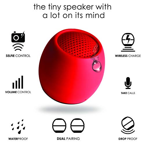 Boompods Zero Mini Bluetooth Speaker - Small Portable Speakers, IPX6 Waterproof, 5hr Playtime, Wireless Travel Speaker with Microphone & Dual Pairing, for Bathroom Shower, Outdoor & iPhone, Red