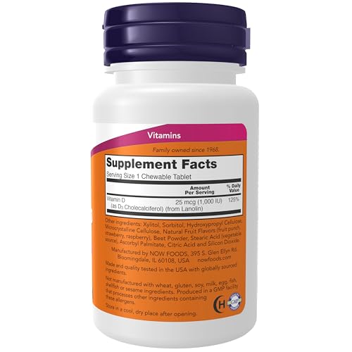 Now Supplements, Vitamin D-3 1000 IU, 180 Chewables