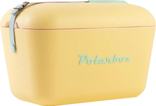 Polarbox Portable Fridge - 20L Mini Refrigerator With Adjustable Handle, Vintage Design, Cork Material - for Beach, Picnic, Camping - 20 l Yellow - Aqua Green Pop