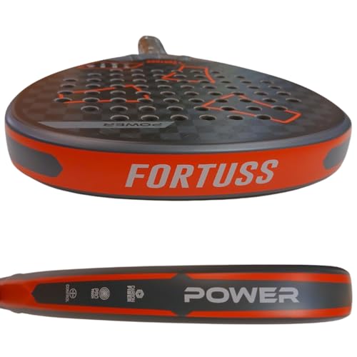 FORTUSS Padel Tennis Racket - Full Carbon Fiber - 3D Mat Rhomboid Surface with Light EVA Memory Flex Foam Core - Padel Racquet - Diamond Shape Paddle Racket with Bag Included (Red/Black)