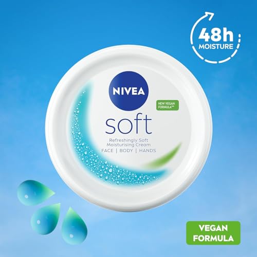 NIVEA Soft Moisturising Cream, A Moisturising Cream for Face, Body and Hands with Vitamin E and Jojoba Oil, Hand Cream Moisturises Deeply, All-Purpose Day Cream, Jar 200ml