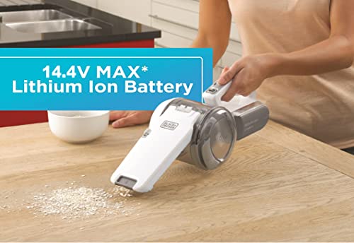 BLACK+DECKER Cordless Handheld Vacuum Cleaner, 14.4V 1.5Ah Li-Ion, 27.5 Air Watts, Pivoting Nozzle, Compact Cordless Vacuum, Ideal for Home & Car, Easy Storage, Champagne/White - PV1420L-B5