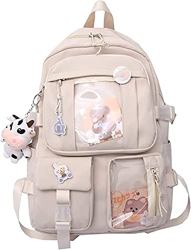 TOMVAES Backpack with Cute Pin Accessories Plush Pendant Kawaii School Backpack Cute Aesthetic Backpack large capacity high school backpack