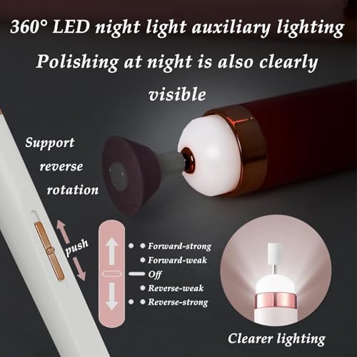 Professional Electric Nail Drill Machine, Portable Mini Manicure Pedicure Nail Drill File Tool, USB 5-in-1 Polishing Kit, for Acrylic Gel Dip Powder Nails, for Calluses Polishing, for Home and Salon