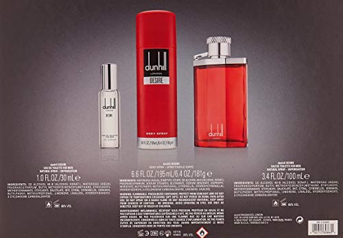 Desire by Alfred Dunhill for Men - 3 Pc Gift Set 3.4oz EDT Spray, 1oz EDT Spray, 6.6oz Body Spray