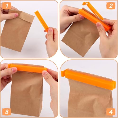 12 Pieces Food Clips Bag Sealing Clips, Food Bag Clips for Food Storage, Food Clips for Bags, Plastic Clips for Food Bags, for Kitchen Sweets Snack(Green/Blue/Yellow/Pink)