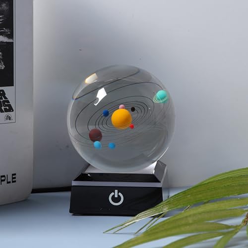 Tazweeq 3D Solar System Model Crystal Ball, Outer Space Astronomy Gifts Indoor Decoration, Crystal Balls, Night Light Planet Lamp, Unique Gifts Best Birthday Gifts