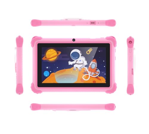 C idea CM88 Android Kids Smart Tablet 7-Inch Display Wi-Fi and Bluetooth Built-in Stand Kids Early Education Learning Tab Shockproof Edges (Pink)