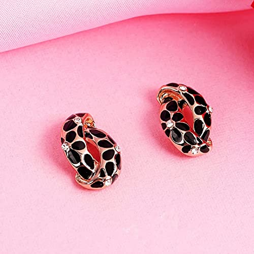 Estele 24 Kt Gold Plated Earrings With Green Coloured Flower Print For Women