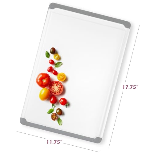 Belwares Large Cutting Boards for Kitchen - Dishwasher Safe Non-Slip Cutting Boards with Juice Grooves, Easy Grip Handles - Large and Thick Chopping Board Grey