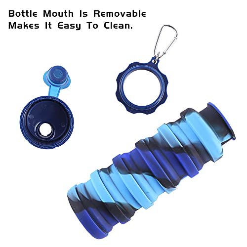 KASTWAVE Sports Water Bottle, KASTWAVE Collapsible Water Bottles Reuseable BPA Free Silicone Foldable Water Bottles for Outdoor Travel Camping Hiking Kids Students Girl Women, (BLUE)