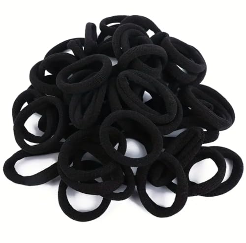 La Bella Sets 100 Pcs Black Hair Ties Ponytail Holder Elastic Hair Bands For Women Girls- Scrunchie Hair Accessories - For Hairstyling Braiding in Home, Gym, Office, Travel and Saloon (Medium- 4 cm)