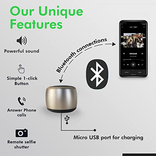 Best Mini Portable Bluetooth Speaker with HD Sound & Bass I Smallest Wireless Bluetooth Speakers for Phone/PC/Tablet I Photo Selfie Button Answer Phone Calls I Cute Tiny Speaker, Multicolor