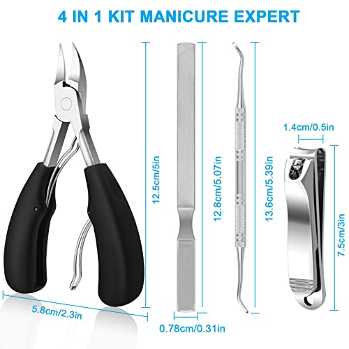Azymi 7Pcs Ingrown Toenail Clippers Set, Heavy Duty Nail Clippers Nail Files Professional Pedicure Manicure Tools, Sharp Curved Blades/Anti-slip ABS Handle