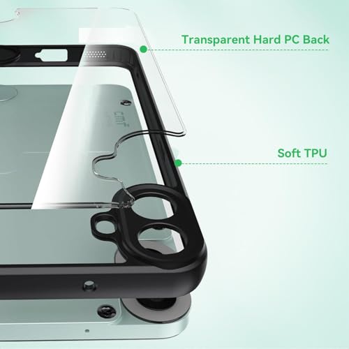 T Tersely for Nothing CMF Phone 1 Case, Hard PC Back + Soft TPU Bumper Crystal Clear Slim Fit Lightweight Transparent Skin Cover Shockproof Non-Slip Anti-Yellow Protection