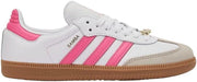 Adidas Samba OG Womens Sneaker, Silver Metallic Cracked Leather, 6.5 - White Pink Gum