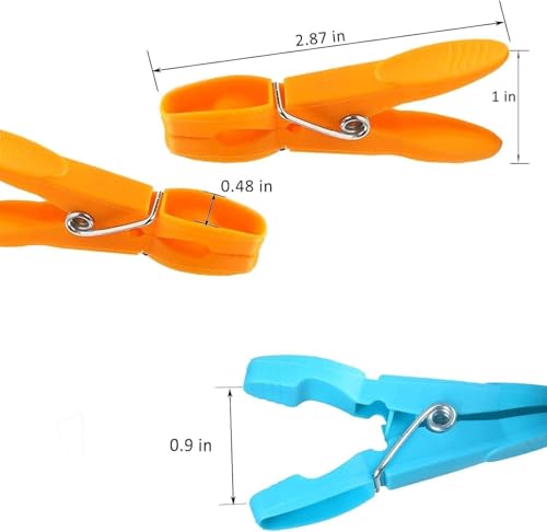 48 Pcs Colorful Plastic Clothes Clips, Heavy Duty Laundry Pegs, Strong Grip for Clothesline, Air Drying, Indoor and Outdoor Use