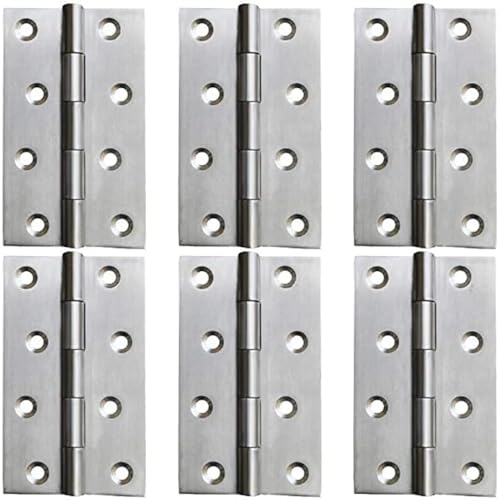 Biellaâ„¢ 6Pcs Folding Butt Hinges- Inner Door Butt Hinge with Mounting Screws for Cupboard, Cabinet, Windows, Jewellery Box Home Furniture Hardware Cabinets-4Inchâ€¦