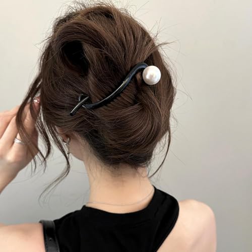 HZYH 3 Pcs Pearl Barrettes For Women, Pin Banana Clip Hair Claw Clips, French Hair Clips With Fancy Pearls For Thick Hair, Barrettes Non-slip Hair, Pins Hair Claws Pearl Hairpin Claw Clip