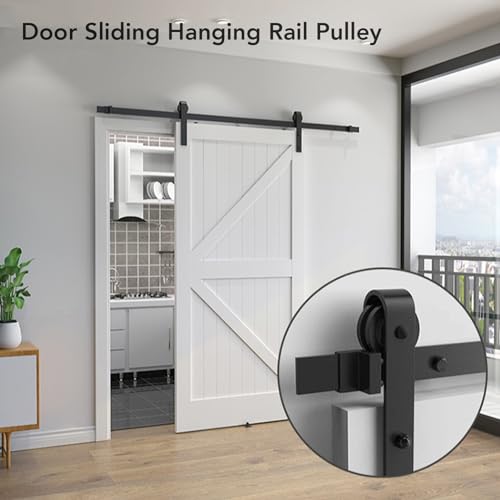 Eujgoov Carbon Steel Sliding Door,Sliding Door Wheel Kit Door Sliding Rollers Kit Hardware,Barn Door Door Sliding Rollers Kit Wheel Roller Kit for Bedroom,Living Room (Black)