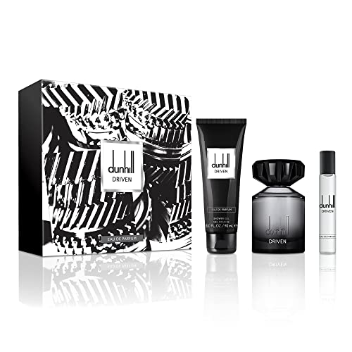 Alfred Dunhill Driven Black 3 Piece Gift Set For Men - Eau de Parfum Cologne Spray 3.4 Fl. Oz. & 0.5 Fl. Oz, and Shower Gel 3.0 Fl. Oz.