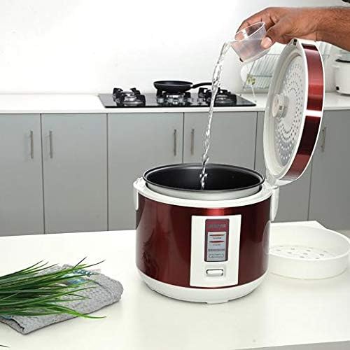 Geepas Electric Rice Cooker with Steamer Non-Stick Inner Po, 708 Watts, Red/White, 1.5 L, GRC4328N