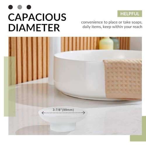 NOSKIN 4 Pack Soap Dish Round, Frosted Glass Replacement Spare Soap Holder for Bathroom Vanities Countertops Kitchen Sink