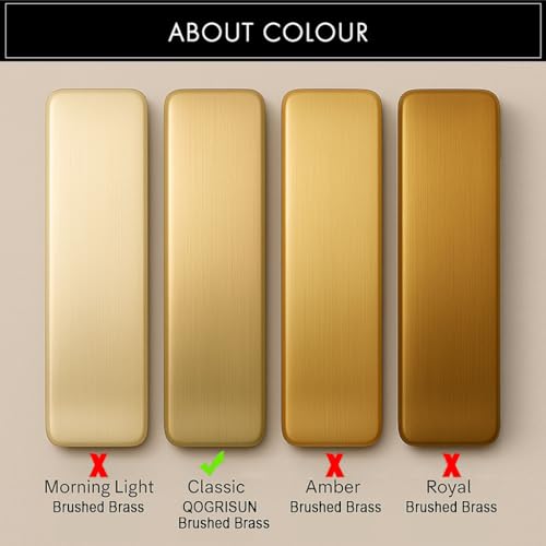 QOGRISUN 10-Pack Solid Brass Cabinet Knobs, 1-5/16-Inch Diameter, Round Gold Dresser Drawer Pulls Handles, Modern Kitchen Hardware, Brushed Brass Finish