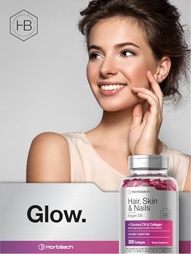 HorbÃ¤ach Hair Skin and Nails Vitamins | 300 Softgels | with Biotin and Collagen | Infused with Argan Oil and Coconut Oil | Non-GMO, Gluten Free Supplement | by