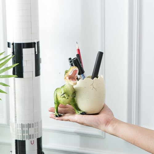 THE WHITE SHOP Dinosaur Pen Holder for Desk, Pencil Holder, Cute Fashion Desk Organizers and Accessories, Office Supplies Idea for Women and Kids(Green)