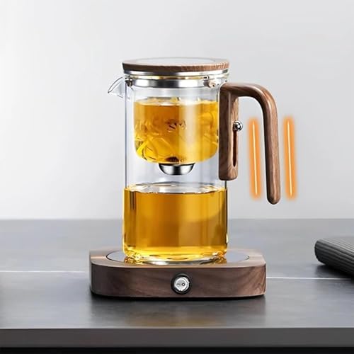 Enchanti Tea Pot,Water Separation Glass Teapot,Filter Teapot with Dual Infusers,Enchantipot Magic Tea Pot,Glass Teapot with Strainer,Infuser,Automatic Magnetic Teapotï¼Œheat Resistant (520ml)