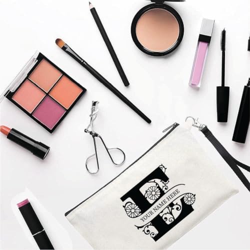 PRINTSHOP4ME Personalized Makeup Bag - Initial Monogram Cosmetic Pouch - Customizable Your Name - Monogrammed Makeup Pouch - Perfect for Travel Organizer - Cosmetic Bag for Women (N)
