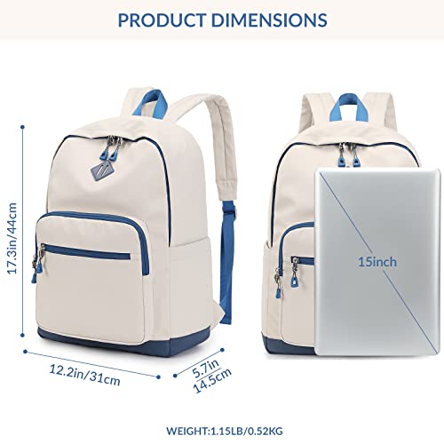 Mygreen Backpack, School Backpack travel Laptop Backpack, Students College Backpack Bookbag for Girls Boys Teen Women -Beige