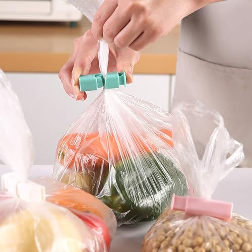 XnxnzhHo 8 PCS Squeeze and Lock Bread Bag Clips,Bag Clips for Food Storage,Snack Packaging Bags, Plastic Bag Sealing,Moisture Proof and Stay Fresh