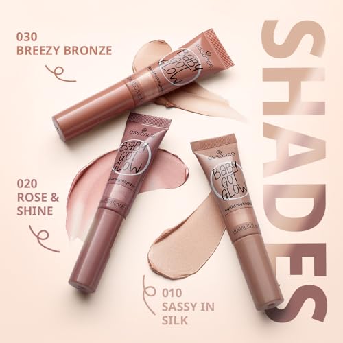 essence Baby GOT Glow Liquid Highlighter, No. 30, Gold, Defining, Express Result, Easy to Remove, Glossy, Vegan, Oil-Free, Paraben-Free, No Microplastic Particles, Pack of 10 ml