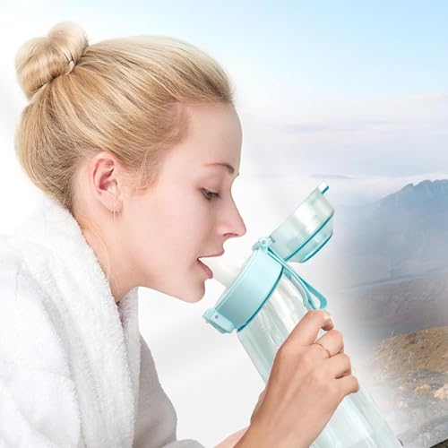 Pretocter Sports Air Water Bottle Set with 7 Flavor Pods Fruits Fragrance Water Cup Kids Water Bottle with Straw Drinking Bottle Travel Ice Bottle Outdoor Clear Water Bottle for Women Men 650ML-Blue
