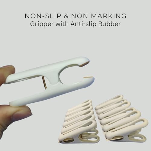 12pcs Laundry Drying Clothespins, Strong Finger Clips for Skirts, Pants, Clothes Pins for Air Drying, Clothes Peg Clips for Outdoor Drying Clothes, Plastic Clips Non Slip Rubber Mouth Grip Clothesline