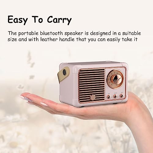 Baolira Retro Bluetooth Speaker, Portable Wireless Speaker with Crystal Clear Stereo Sound Rich Bass, Best Birthday Gifts Ideas for Women Teenage (Pink)