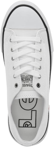Womens Cain Canvas Casual Lace Up Sneaker Shoe - White