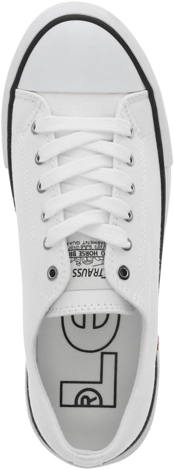 Womens Cain Canvas Casual Lace Up Sneaker Shoe - White
