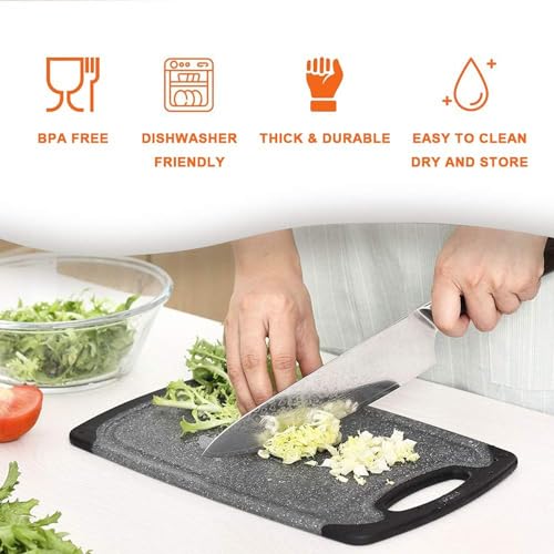 Joyzzz Kitchen Cutting Board, 3 pcs Professional Chopping Boards Sets, No BPA Cutting Board with Grinding Area, Non-Slip Dishwasher Safe Cutting Board, Juice Grooves and Carrying Handle