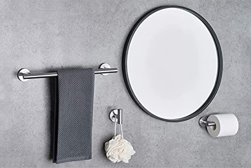 UUHOME Bathroom Hardware Set, Matte Black Bathroom Accessories Set, 304 Stainless Steel Towel Bar Set Wall Mounted Include 16" Bathroom Towel Rack, Toilet Paper Holder and 2 Robe Hooks(4pcs) (Silver)