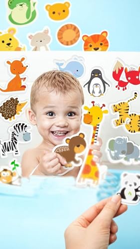 Sweet seven Kids Bathroom Toys: Soft EVA Foam Sea Animal Bath Set with DIY Sticker Puzzles - Non-Toxic, Early Education Fun for Toddlers