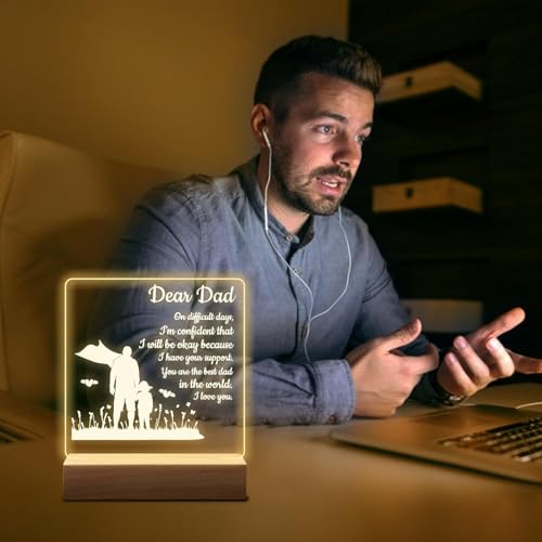 KASTWAVE Acrylic Night Light Dad Gifts from Daughter - Unique Birthday, Father’s Day, Thanksgiving, Christmas Gifts for Dads Who Have Everything - Special Keepsake for Dad