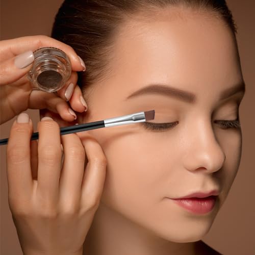 6 PCS Angled Eyeliner Eyebrow Brush Set Flat Tapered Eye Shadow Tint Brush Fine Detail Makeup Brush Tool Portable Concealer Brush Professional Soft Cosmetic Blending Brush for Women Beauty Accessories