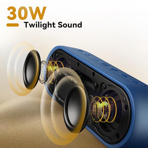 Tribit XSound Plus2 30W 5.3 Bluetooth Wireless Speakers,Powerful Louder Stereo Sound with Bass-enhanced XBass Function,24H Playtime,IPX7 Waterproof,Built in Mic,150ft BT Range for Home/Outdoor (Blue)