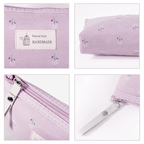 BIGTHREE Make Up Bag, 4 Pcs Canvas Portable Makeup Bag, Multi-Functional Small Cosmetic Bag, Handbag Pouch Toiletry Organizer Storage Beauty Makeup Travel Accessory for Women Girls Vacation Travel
